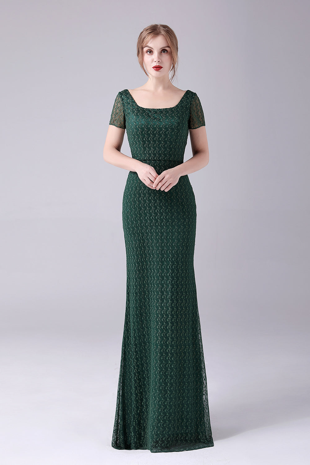 Dark Green Mermaid Square Neck Floor-Length Mother of the Bride Dress
