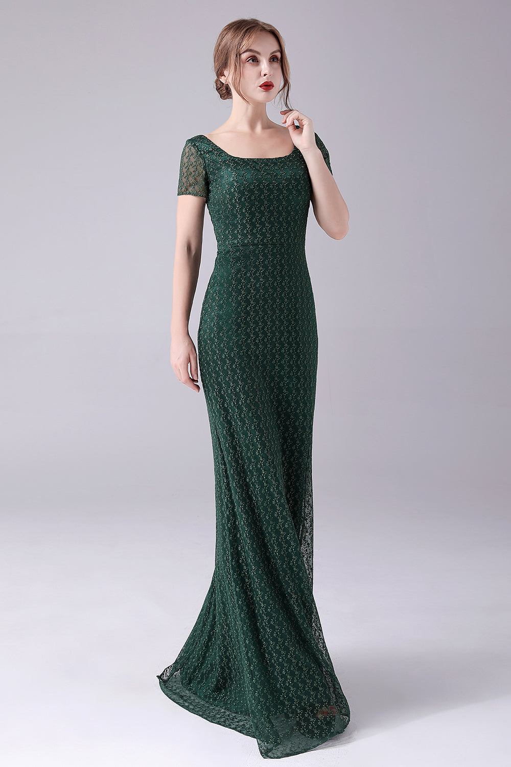 Dark Green Mermaid Square Neck Floor-Length Mother of the Bride Dress