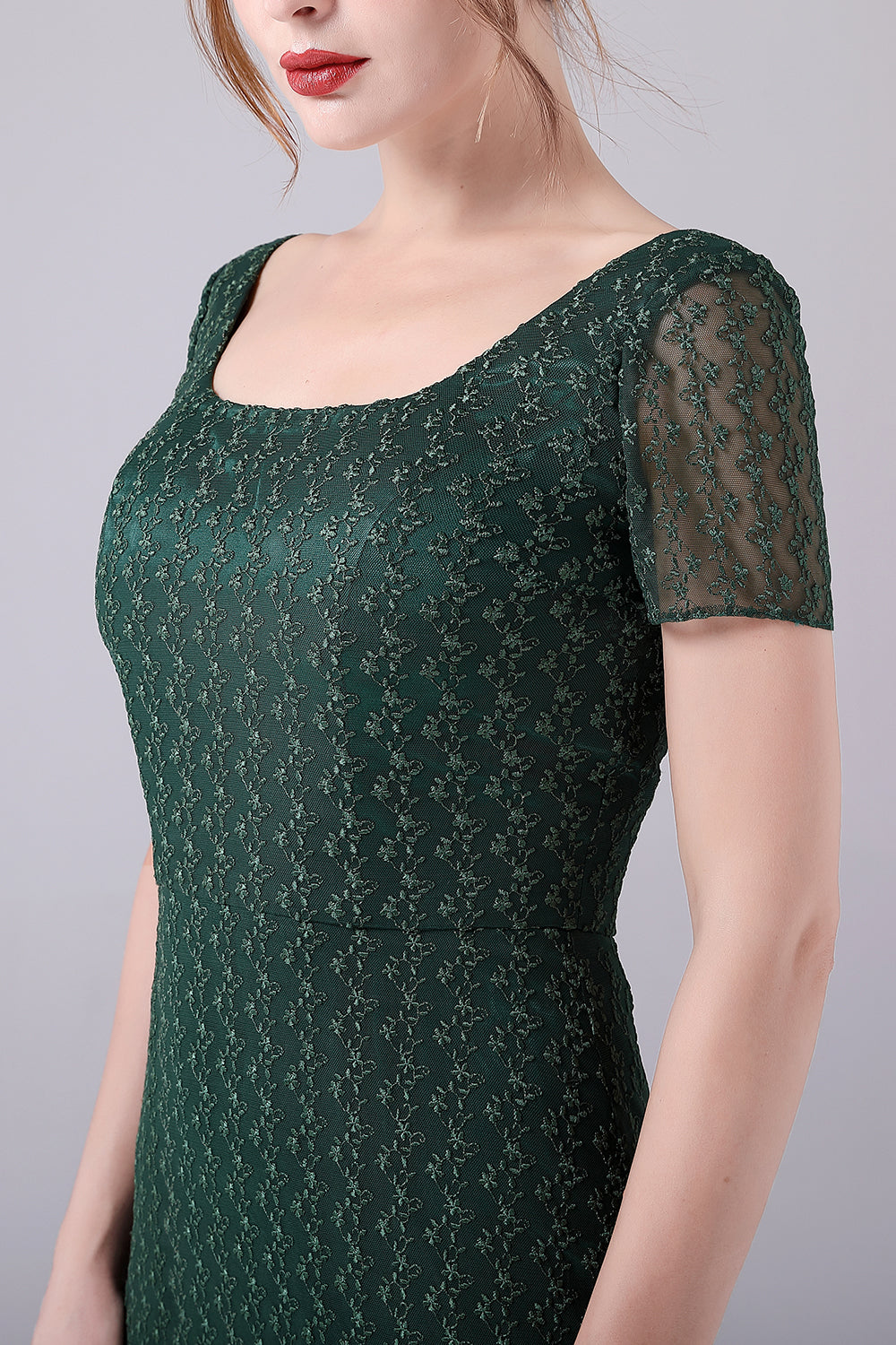 Dark Green Mermaid Square Neck Floor-Length Mother of the Bride Dress