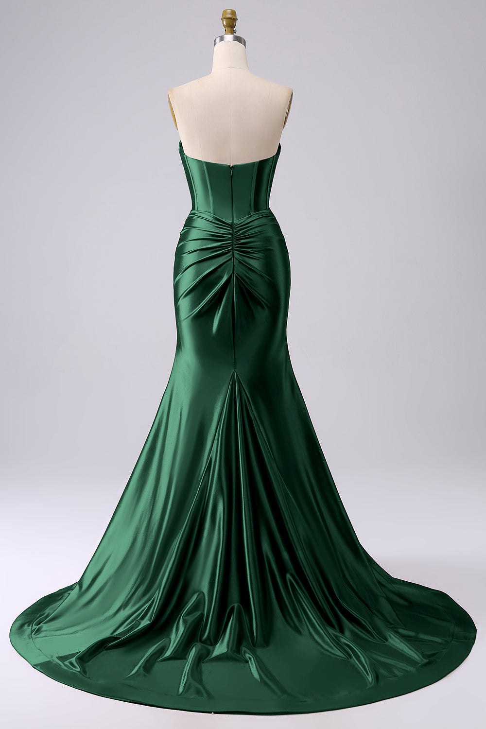 Robe de bal longue corsetée cœur sirène fuchsia pailletée avec fente