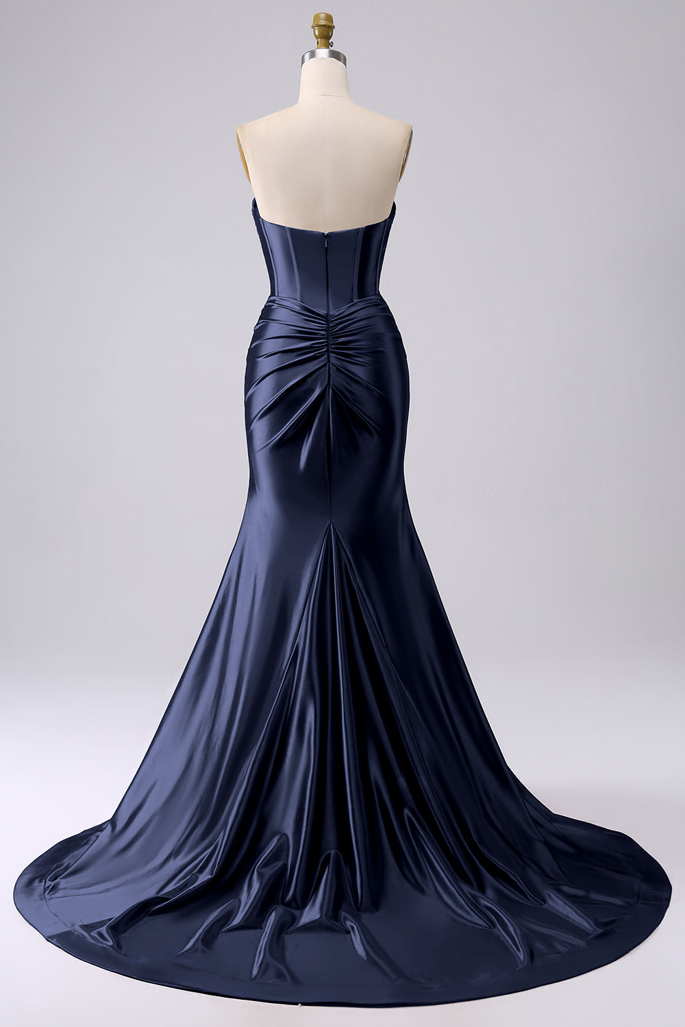 Robe de bal longue corsetée cœur sirène fuchsia pailletée avec fente