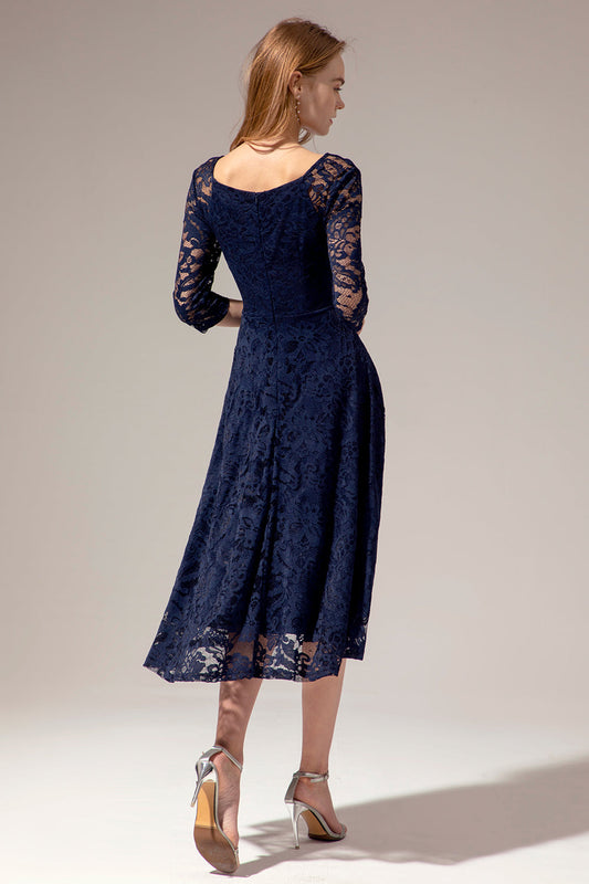 Navy Lace Midi Dress