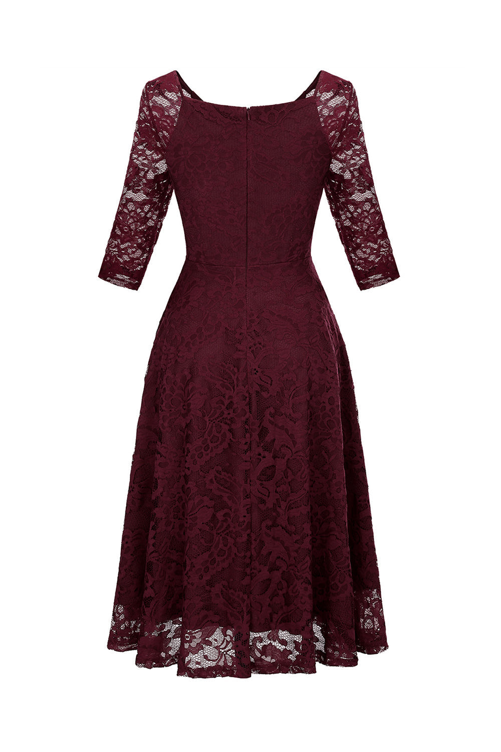 Blush V-Neck 3/4 Sleeves Lace Party Dress
