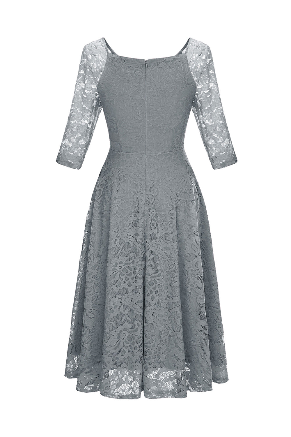 Robe de Soirée en Dentelle à Manches Trois-Quarts Champagne