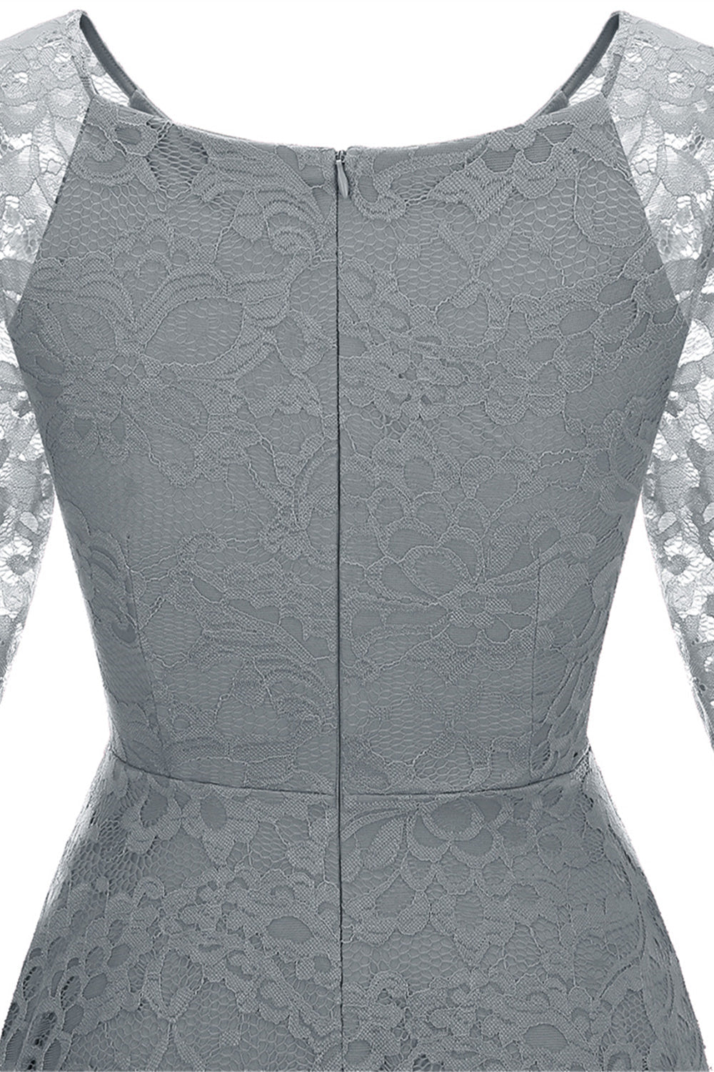 Robe de Soirée en Dentelle à Manches Trois-Quarts Champagne