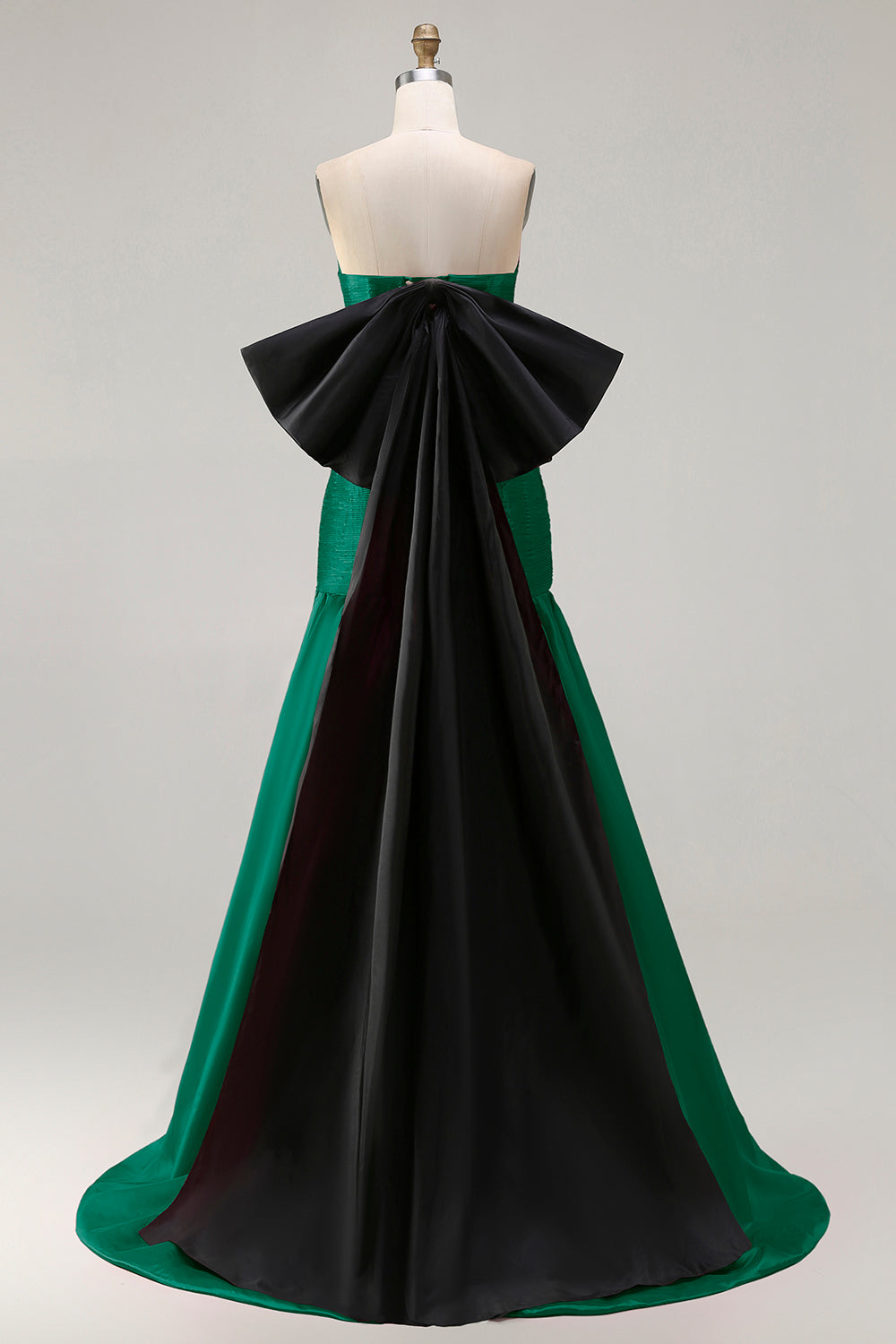 Strapless Fuchsia A-Line Convertible Satin Long Prom Dress with Large Bow