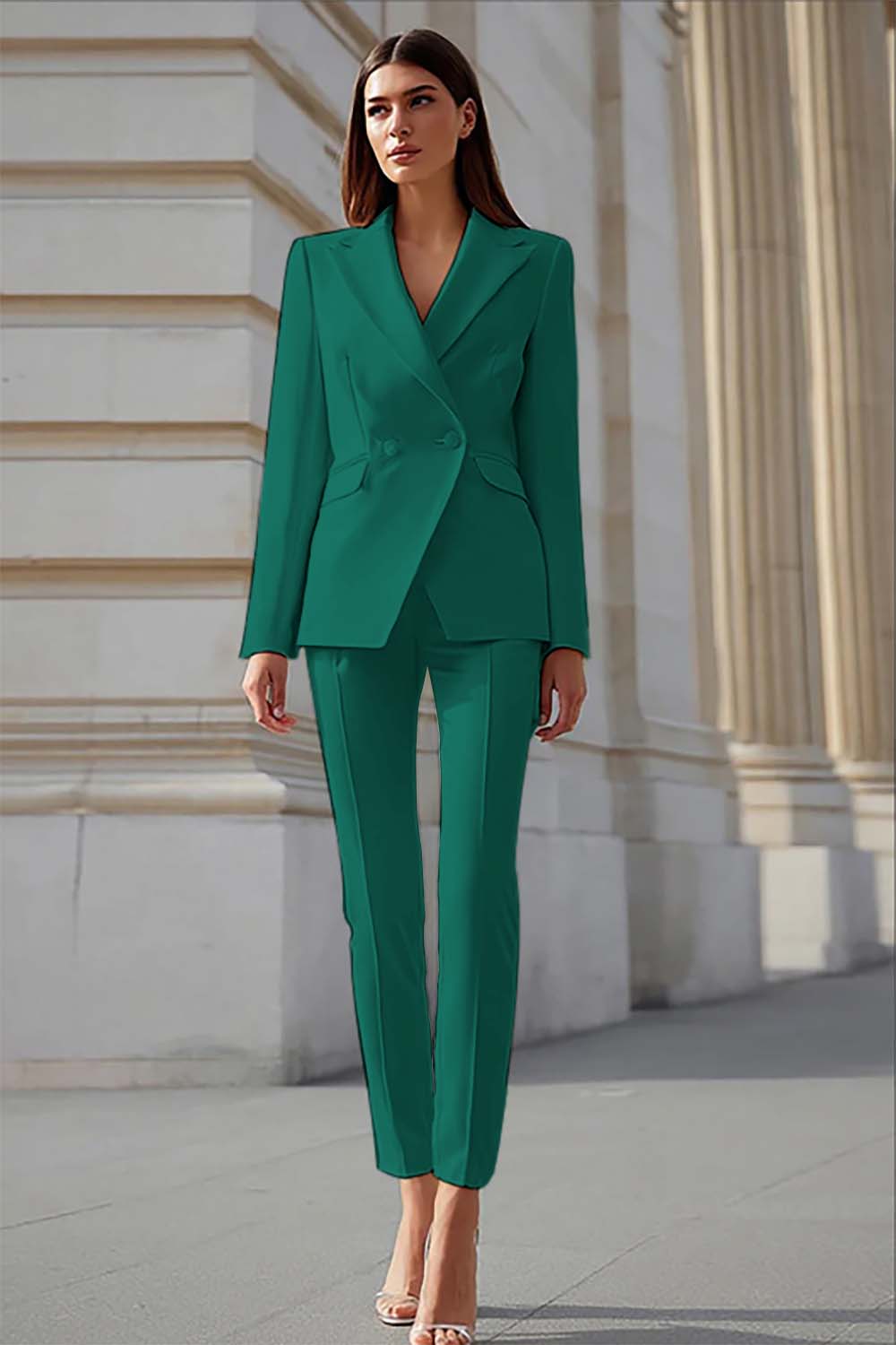 Ivory Peak Lapel 2 Piece Business Suits with Sleeves