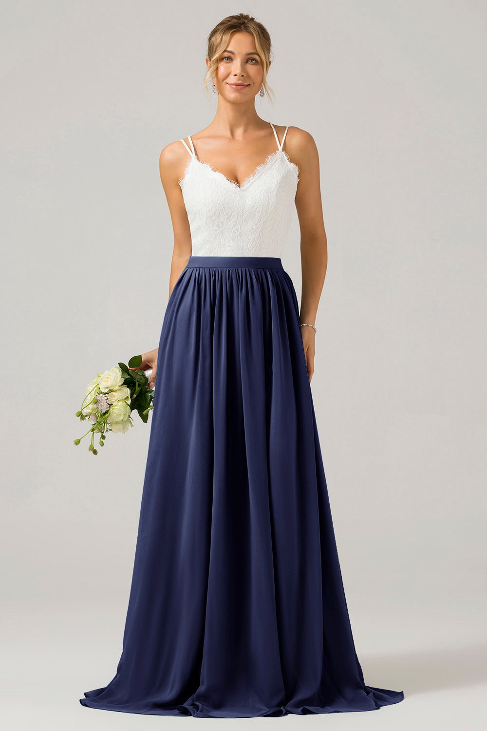 Robe longue de demoiselle d'honneur en mousseline de soie à dos ouvert, style bohème, couleur eucalyptus, avec dentelle
