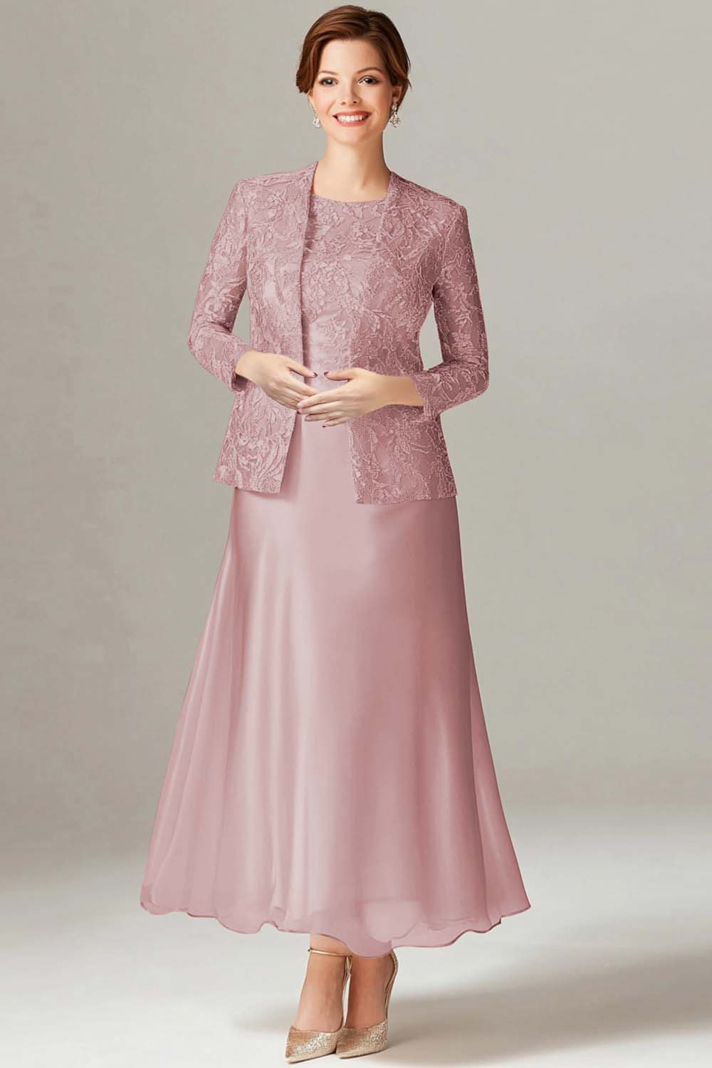 Robe de mariée A-Line 2 pièces en satin couleur champagne