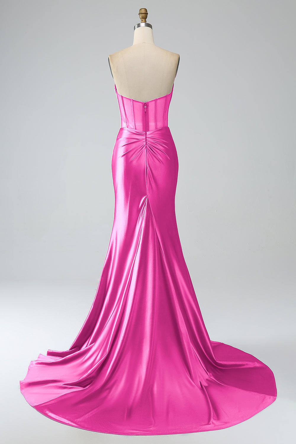 Robe de bal longue bustier sirène bleu roi avec fente