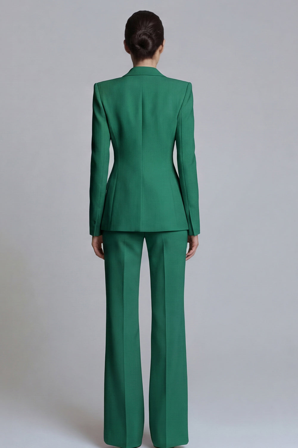 Costume de travail 2 pièces rose à revers pointus et un bouton pour femme