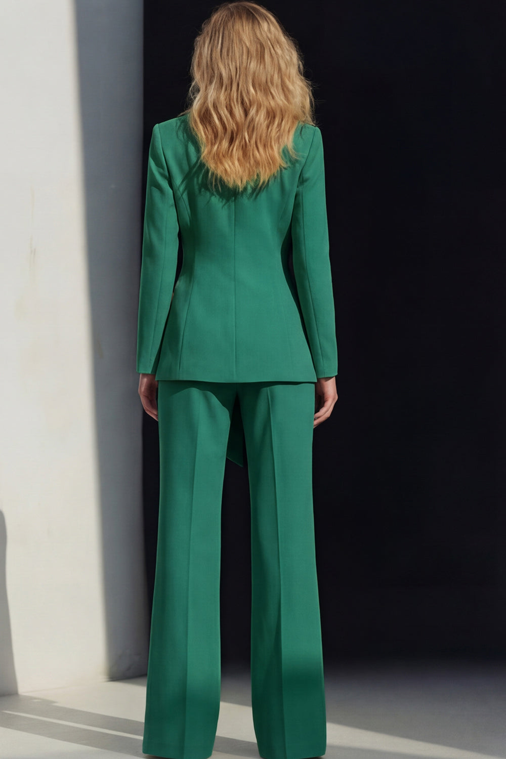 Ensemble de costume de travail 2 pièces rose pour femmes avec revers à encoche et ceinture