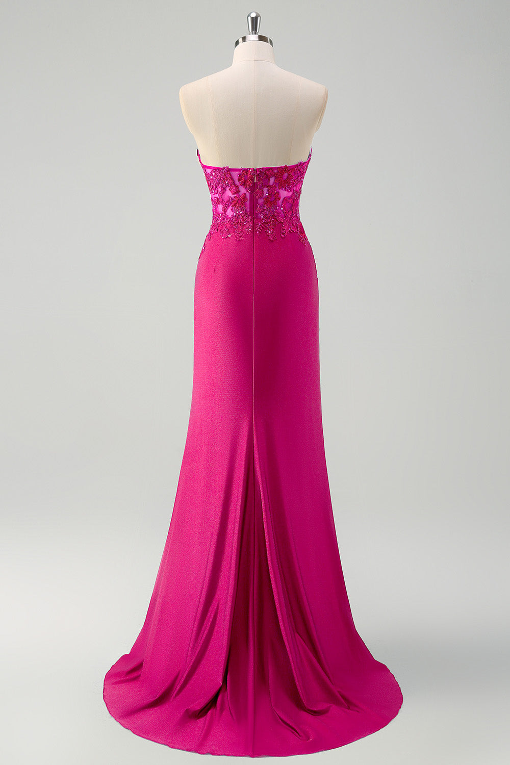 Robe de bal longue bustier sirène vert avec découpes et fente
