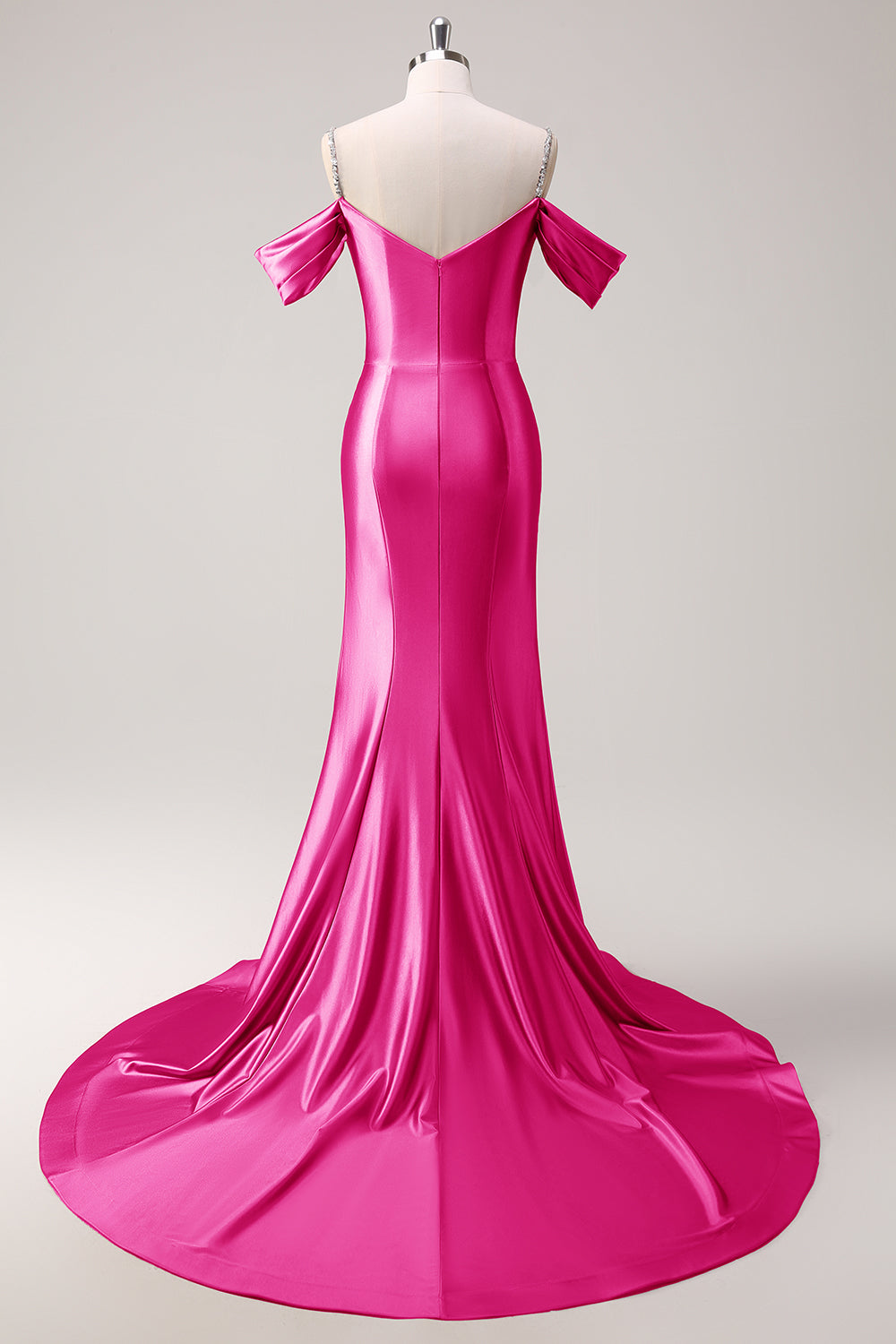 Robe de bal longue en satin froncé à paillettes épaules dénudées sirène dorée scintillante