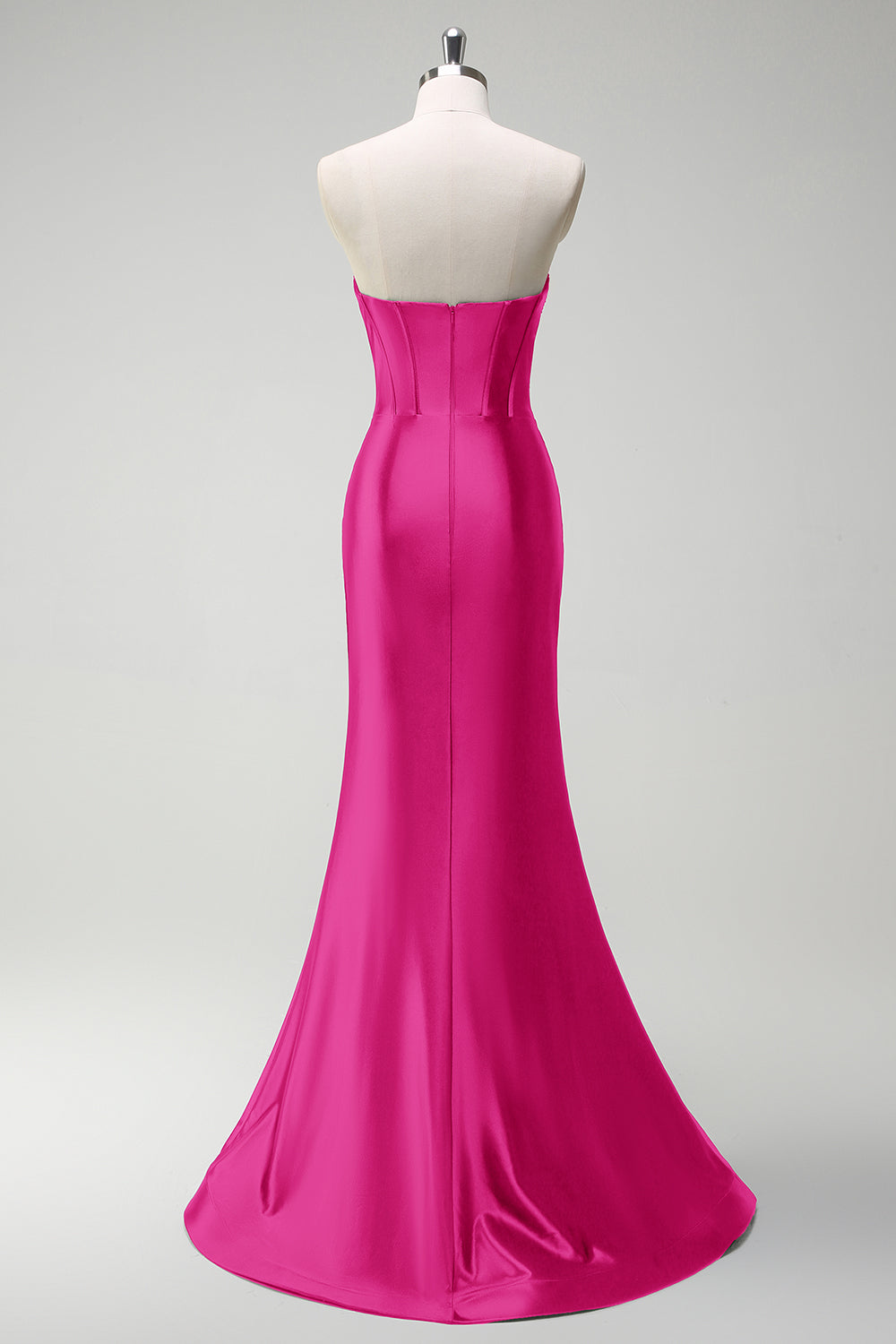 Robe de bal longue en satin bleu roi scintillant avec bustier orné de perles de sirène et fente