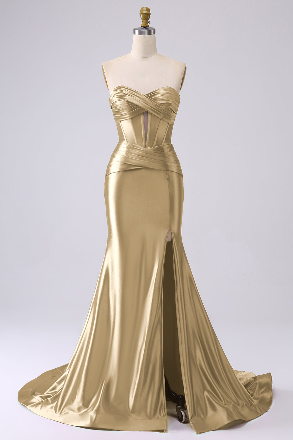 Sparkly Lilac Mermaid Sweetheart Corset Long Prom Dress with Slit