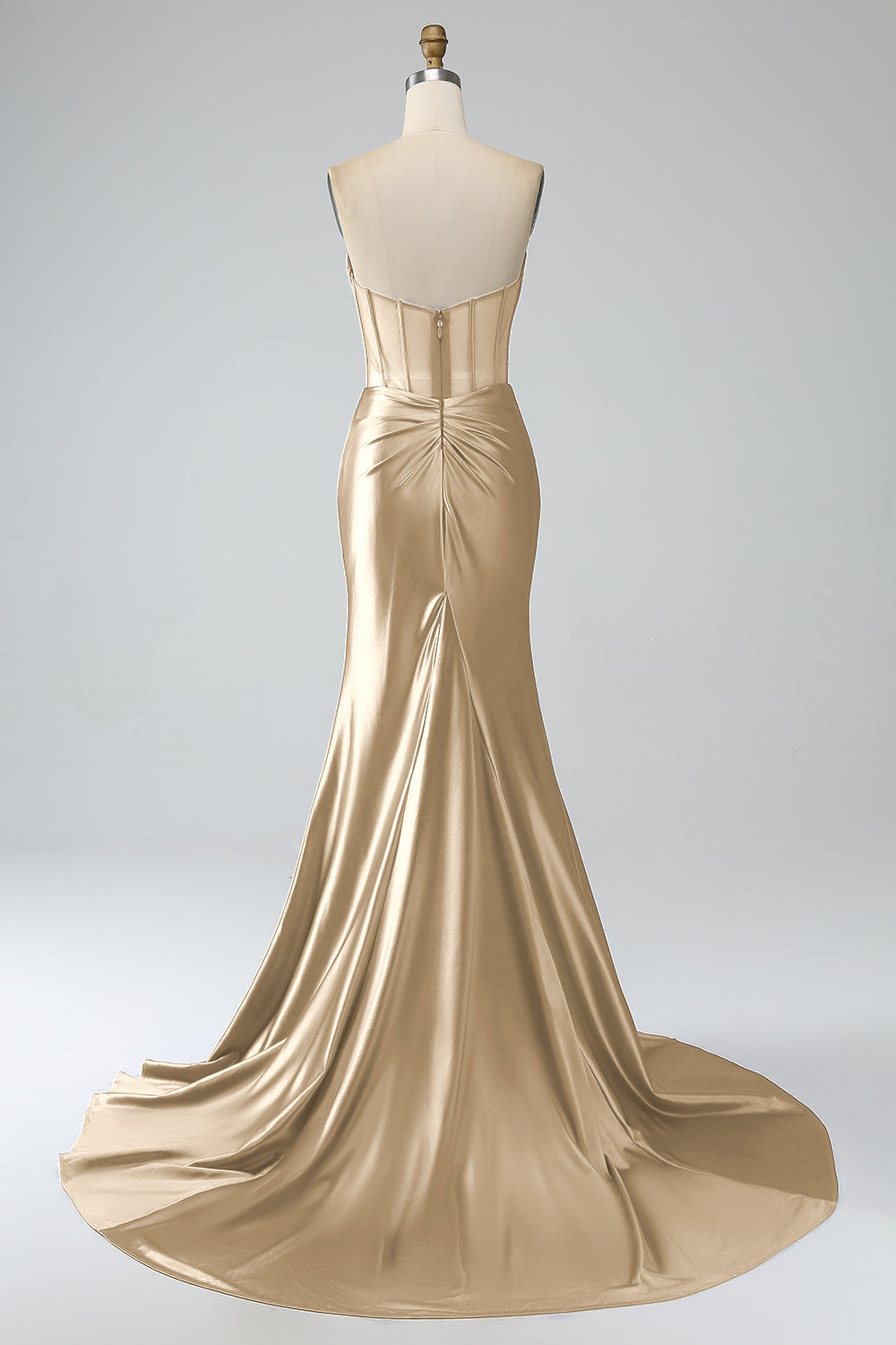Robe de bal longue bustier sirène bleu roi avec fente