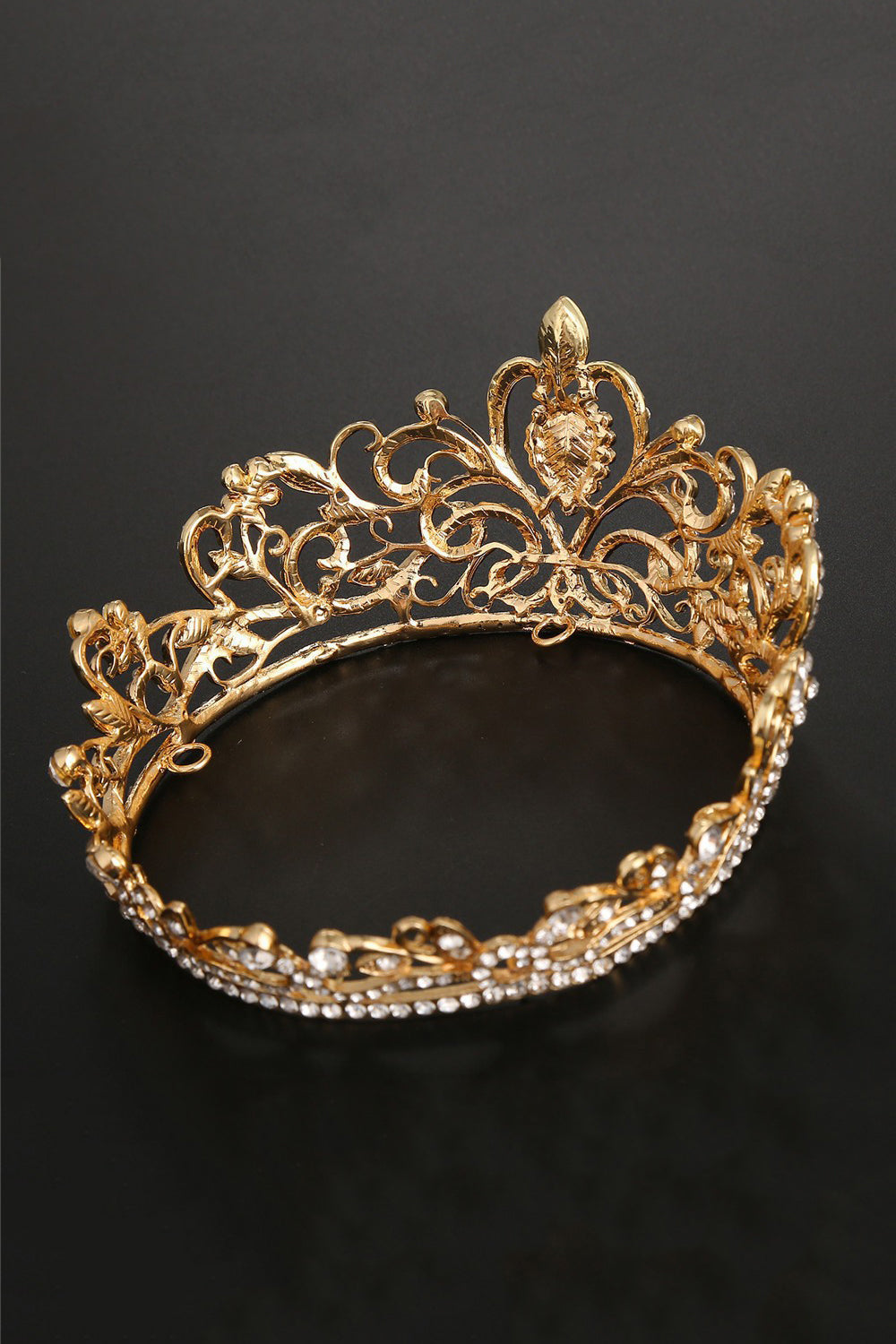 Diadème couronne dorée de reine de bal en cristal