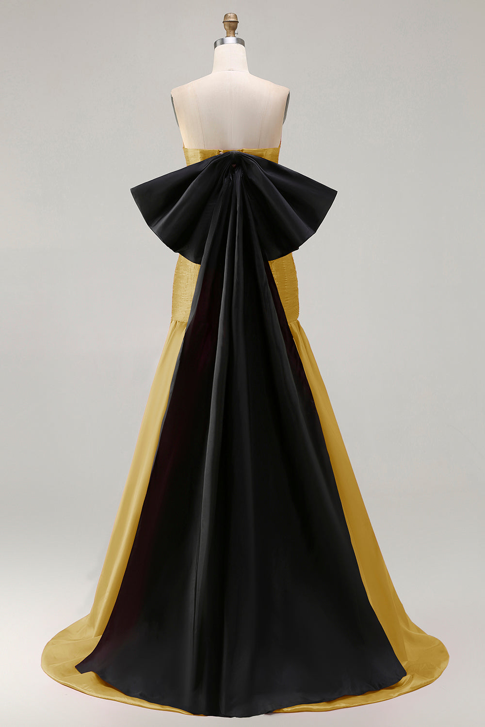 Strapless Fuchsia A-Line Convertible Satin Long Prom Dress with Large Bow