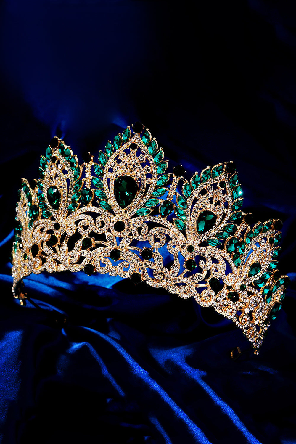 Luxury Crystal Prom Queen Pageant Golden Crown Tiara