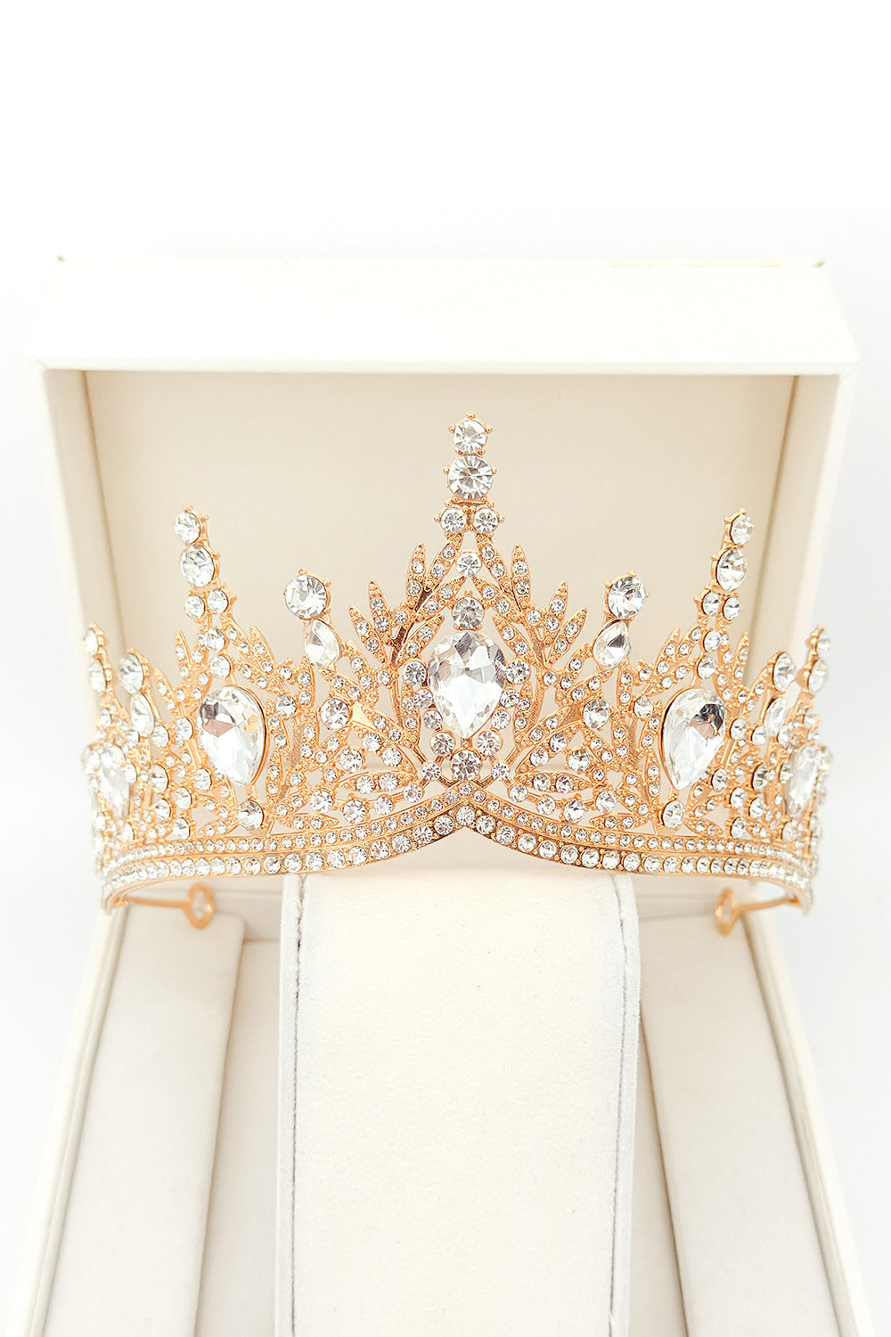 Couronne Diadème de Miss Bal en Cristal Bleu Royal et Doré