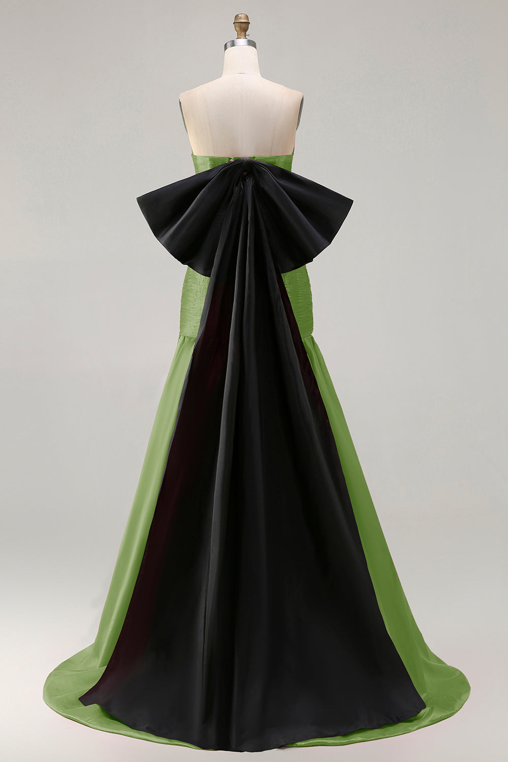 Strapless Fuchsia A-Line Convertible Satin Long Prom Dress with Large Bow