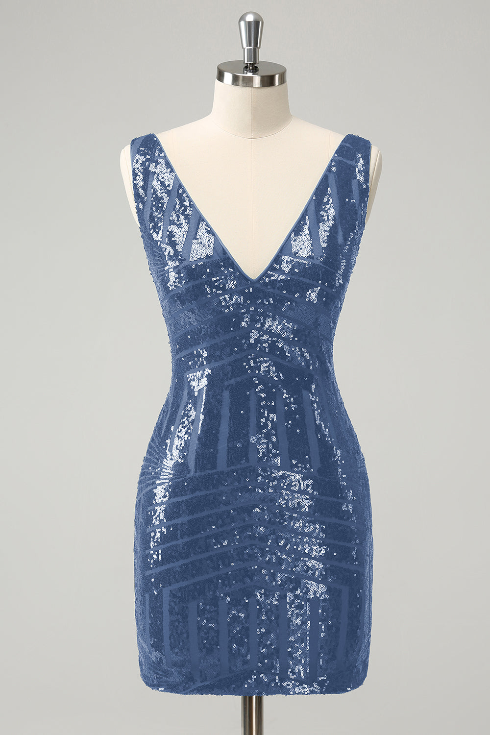 Glitter Dark Green V Neck Sequin Homecoming Dress with Detachable Ruffles