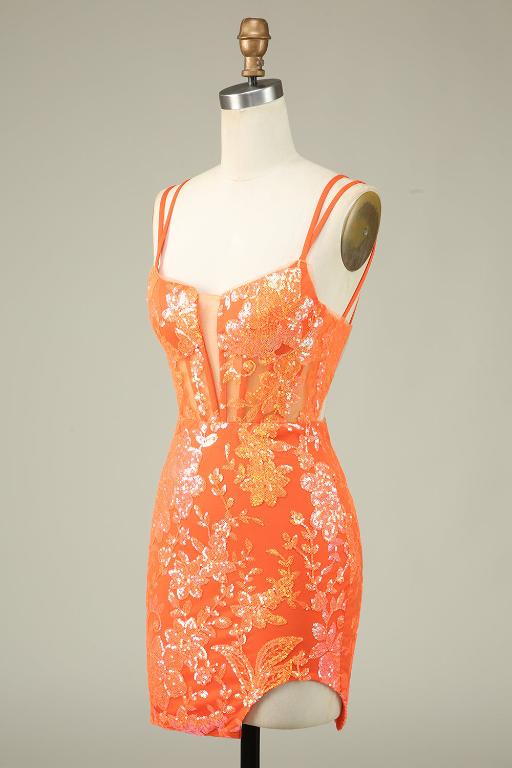 Gorgeous Hot Pink Bodycon Lace Up Glitter Short Homecoming Dress with Slit