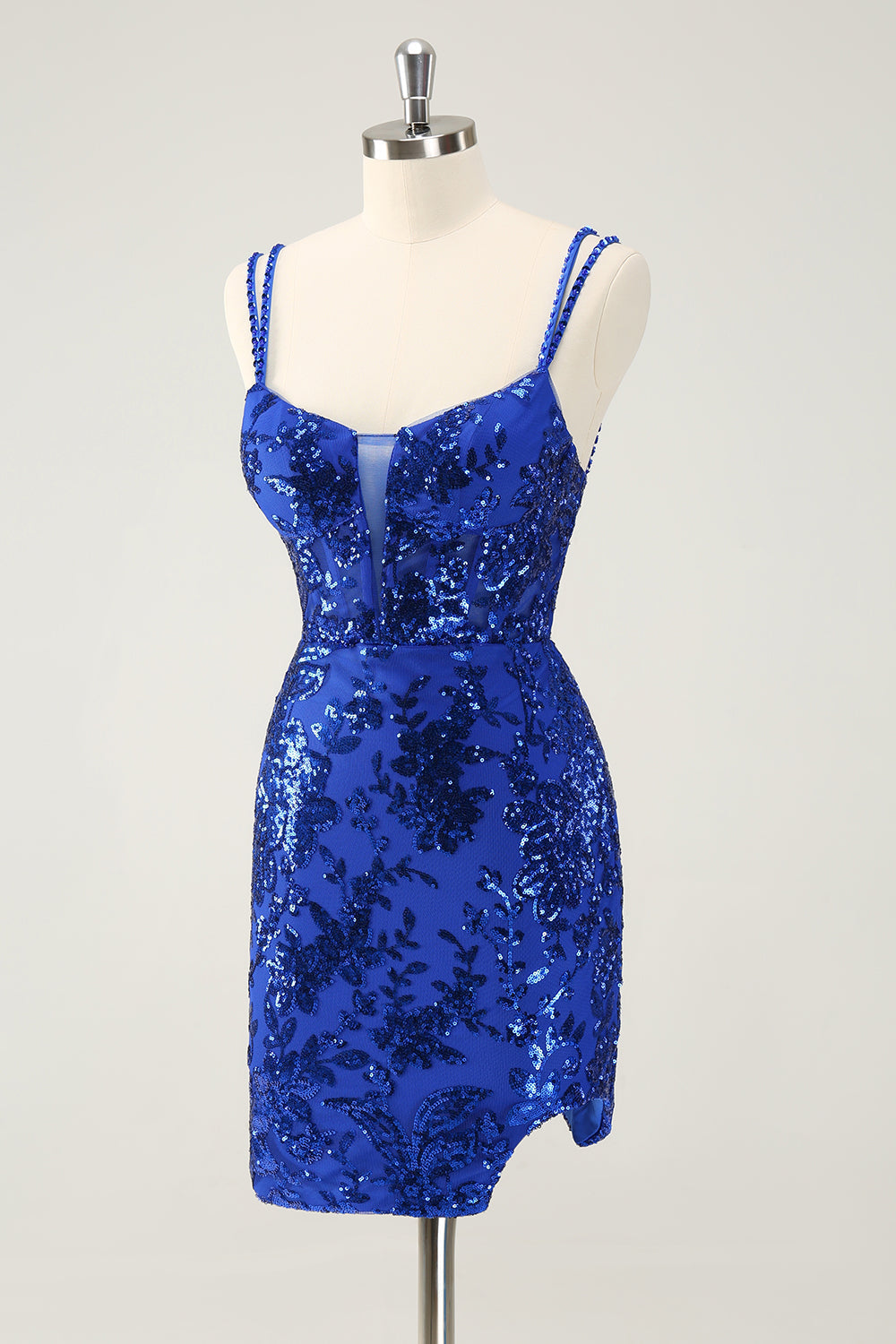 Gorgeous Hot Pink Bodycon Lace Up Glitter Short Homecoming Dress with Slit