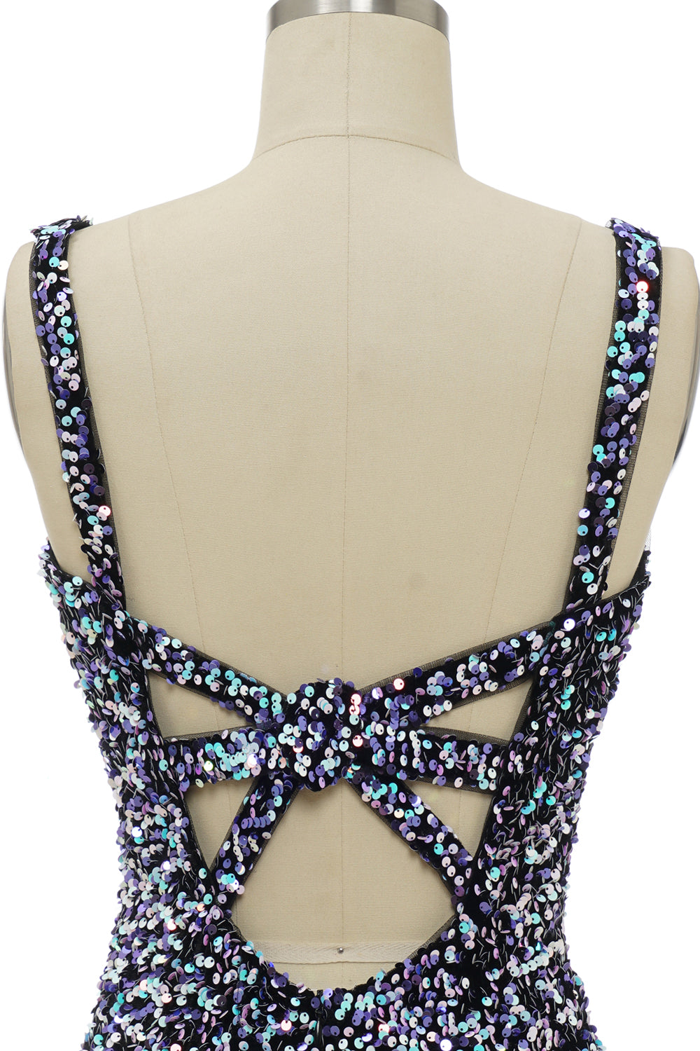 Black Sequin Fitted Cocktail Dress