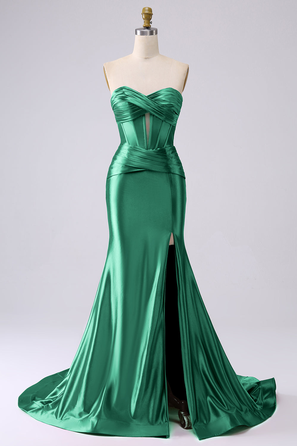 Sparkly Lilac Mermaid Sweetheart Corset Long Prom Dress with Slit