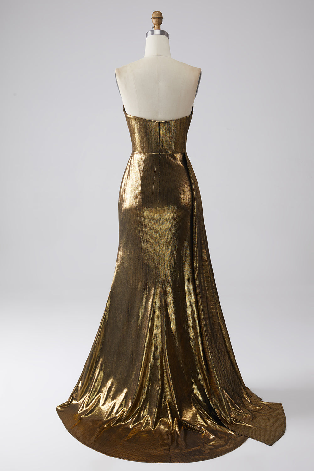 Robe de soirée longue sirène dorée scintillante avec fente