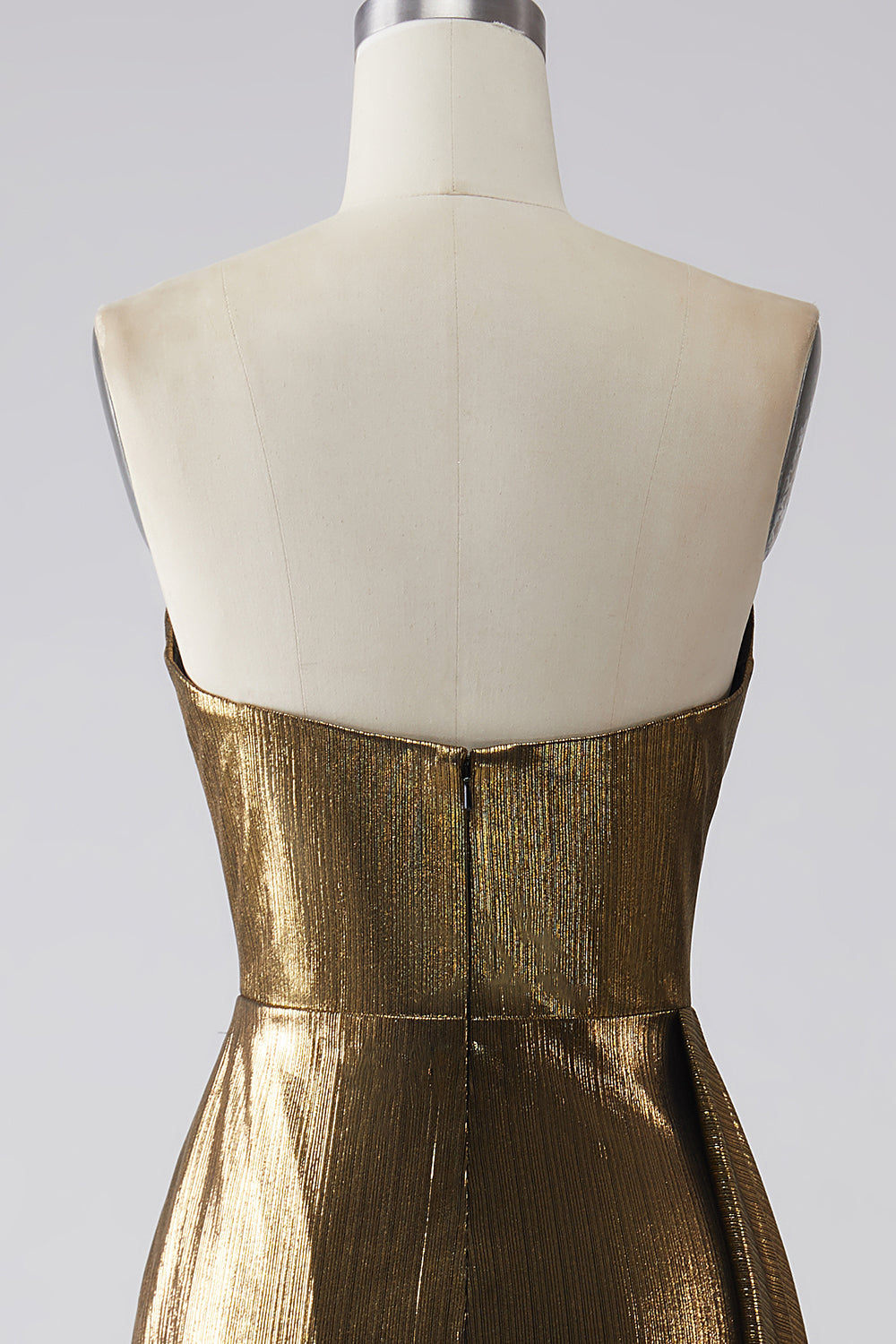 Robe de soirée longue sirène dorée scintillante avec fente