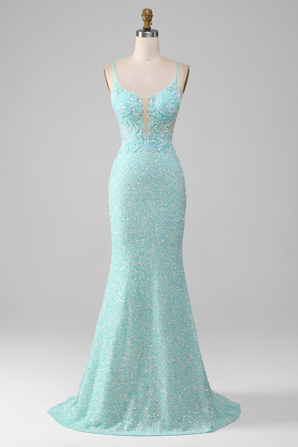 Robe de bal sirène à paillettes fendue