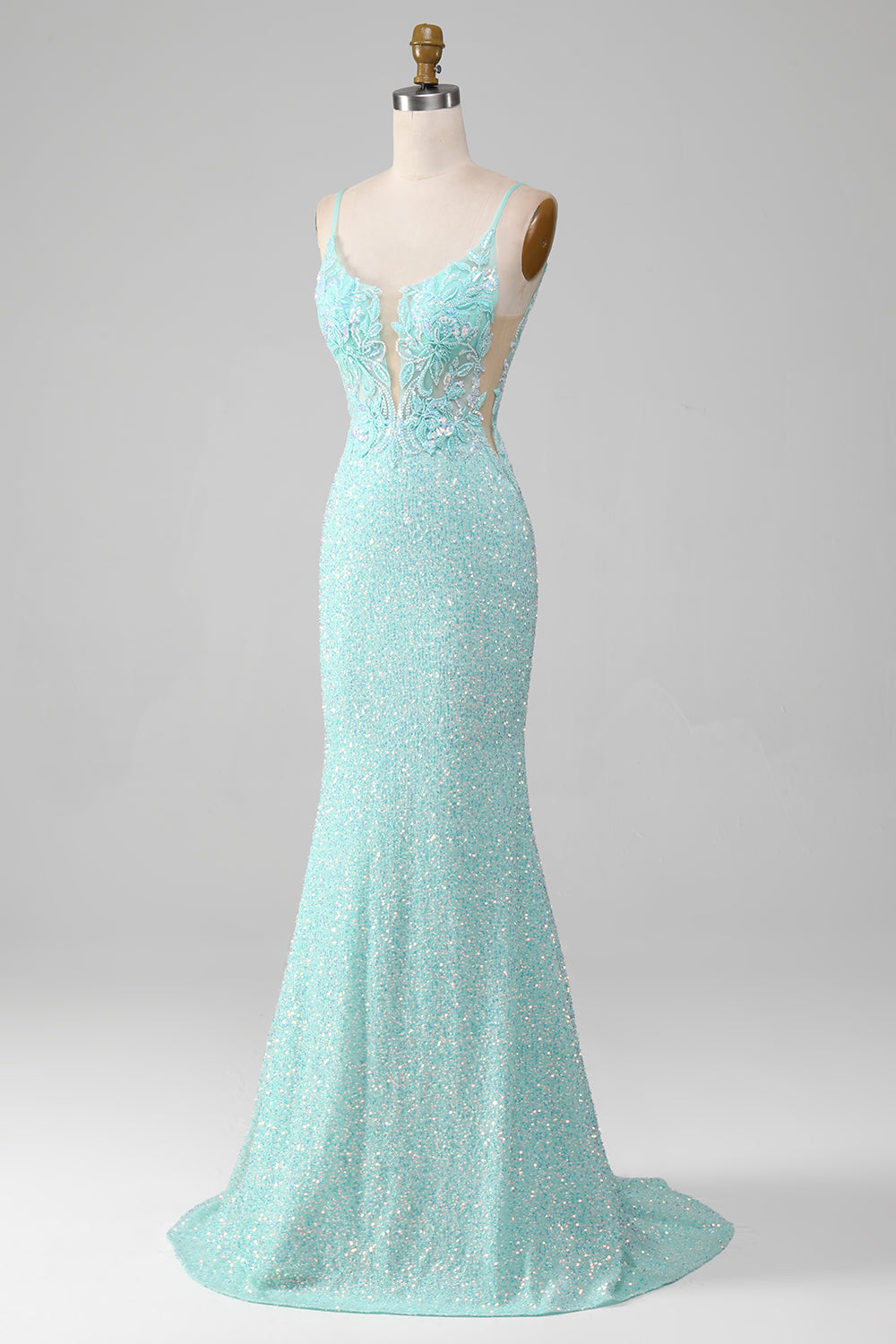 Robe de bal sirène à paillettes fendue