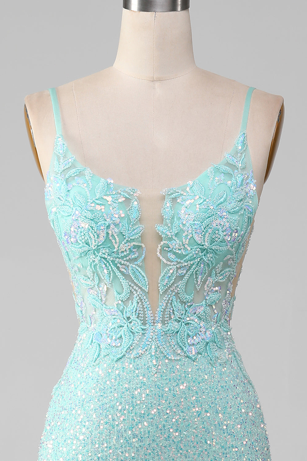 Robe de bal sirène à paillettes fendue