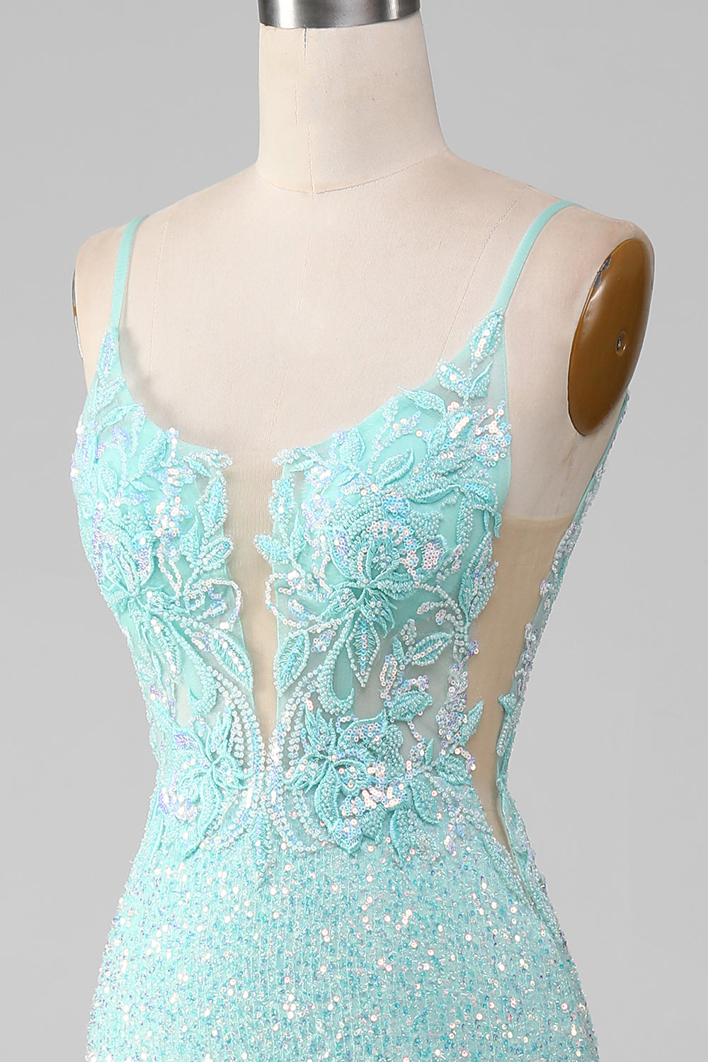 Robe de bal sirène à paillettes fendue