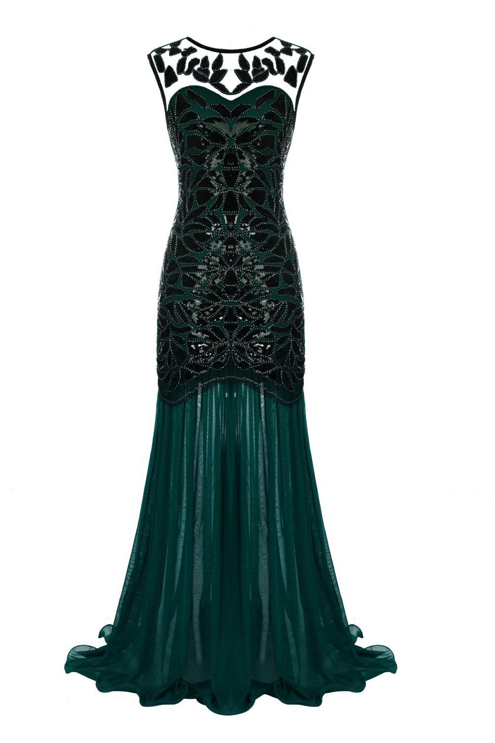 Red and Black 1920s Sequined Flapper Dress