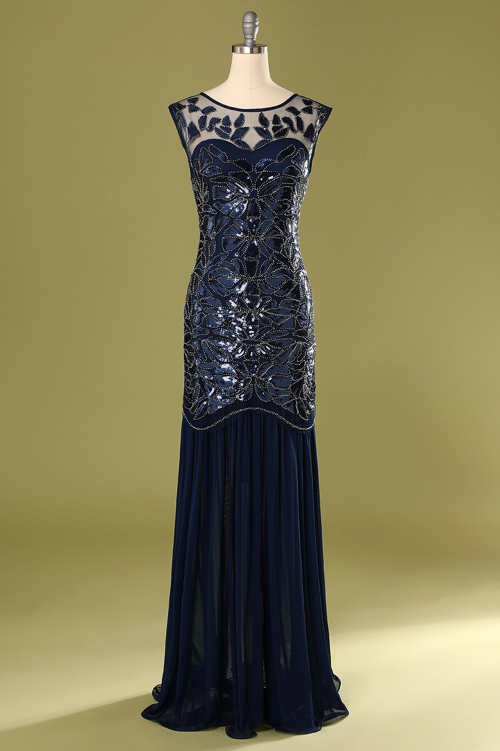 Red and Black 1920s Sequined Flapper Dress