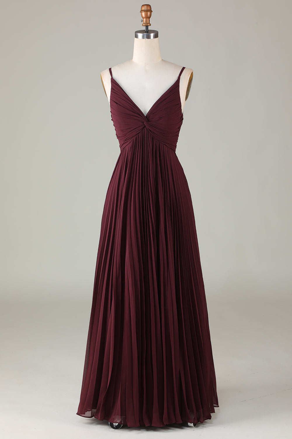 Robe de demoiselle d'honneur trapèze sans manches couleur cabernet