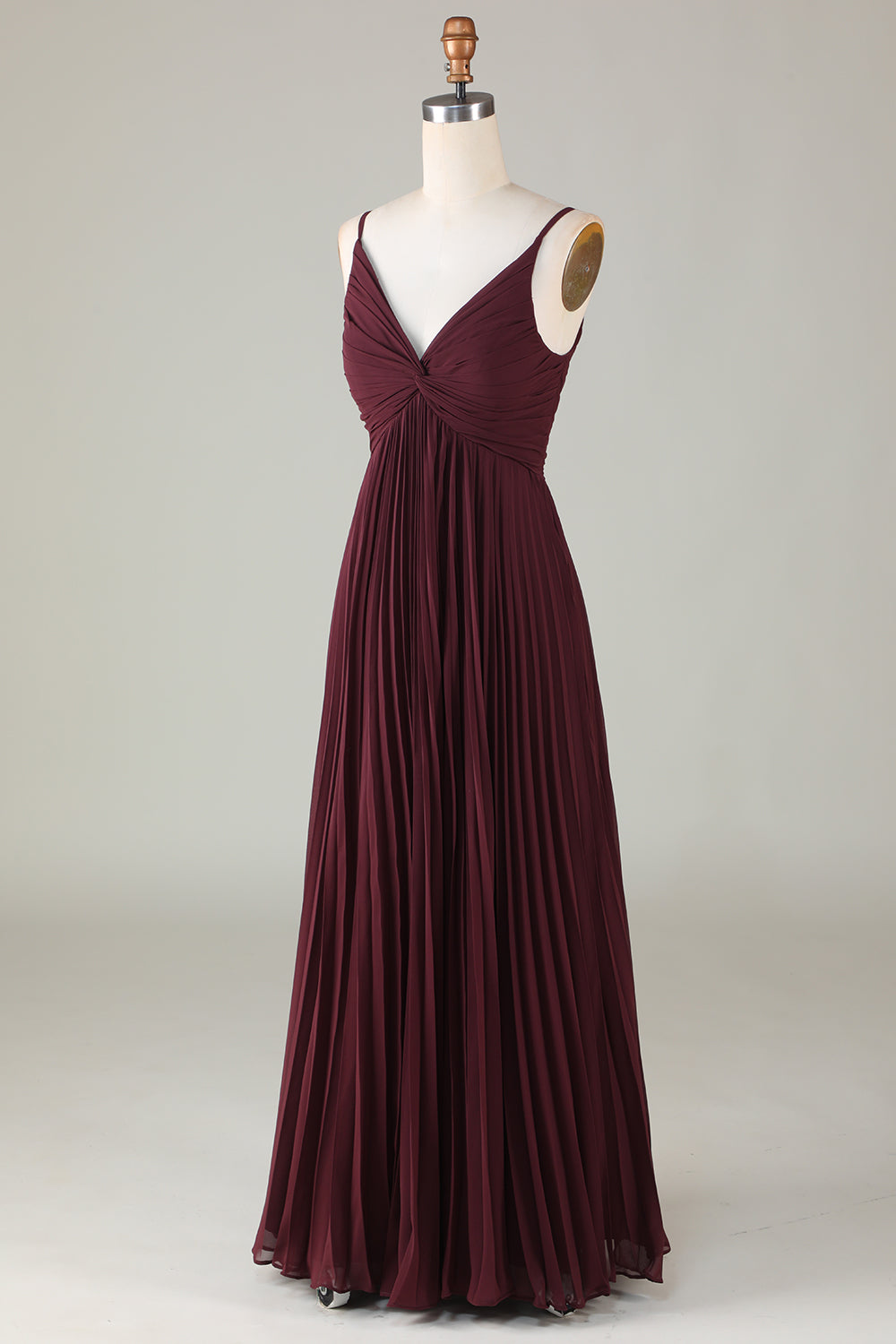 Robe de demoiselle d'honneur trapèze sans manches couleur cabernet