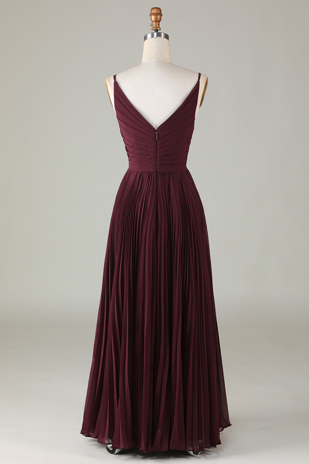 Robe de demoiselle d'honneur trapèze sans manches couleur cabernet
