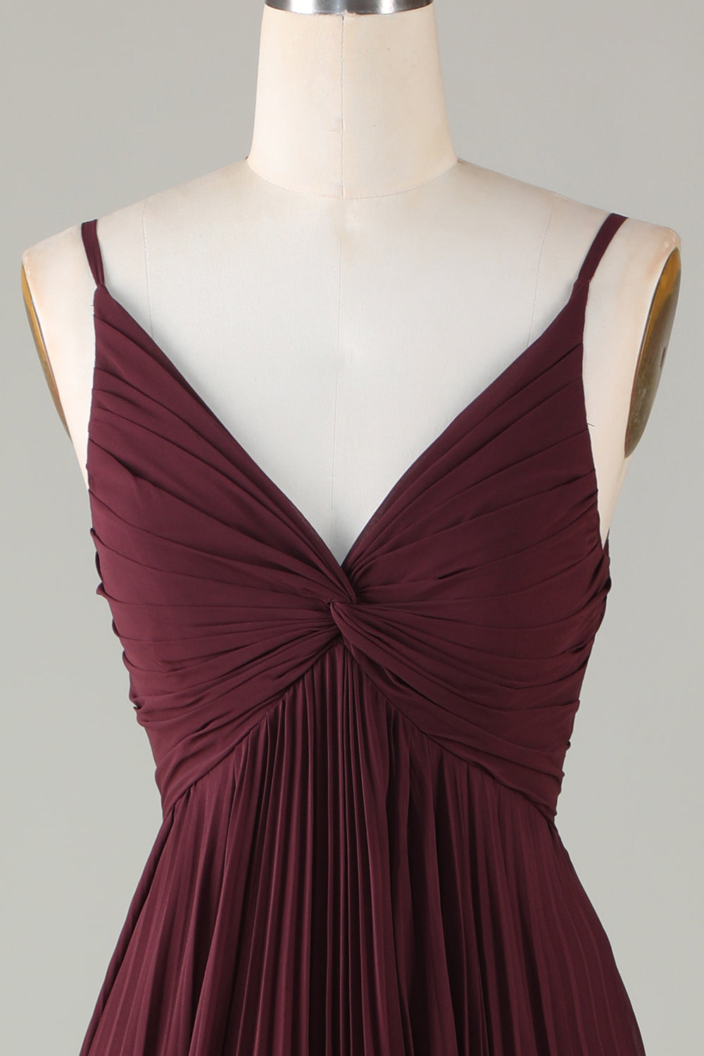 Robe de demoiselle d'honneur trapèze sans manches couleur cabernet