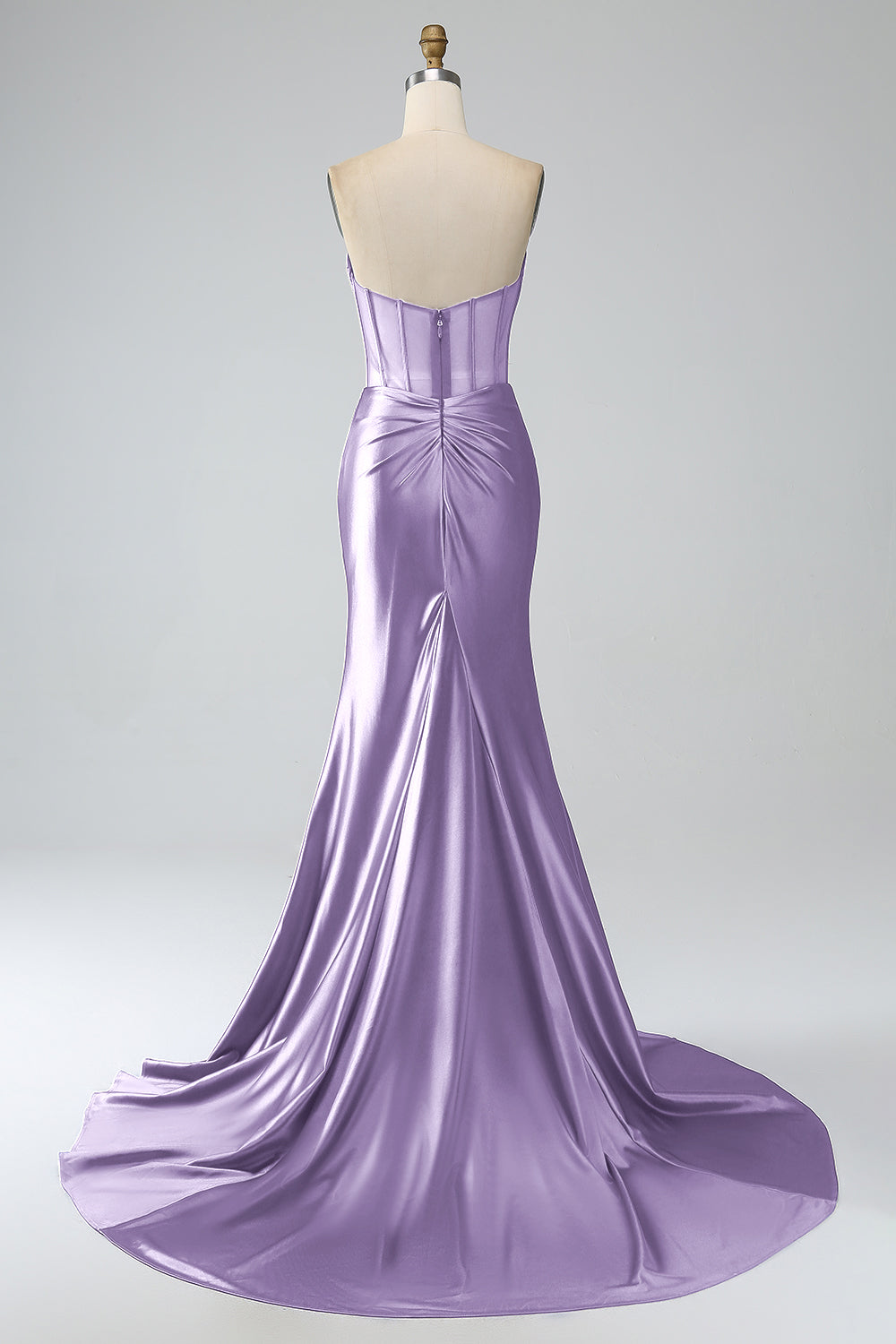 Dark Green Mermaid Strapless Corset Long Prom Dress with Slit