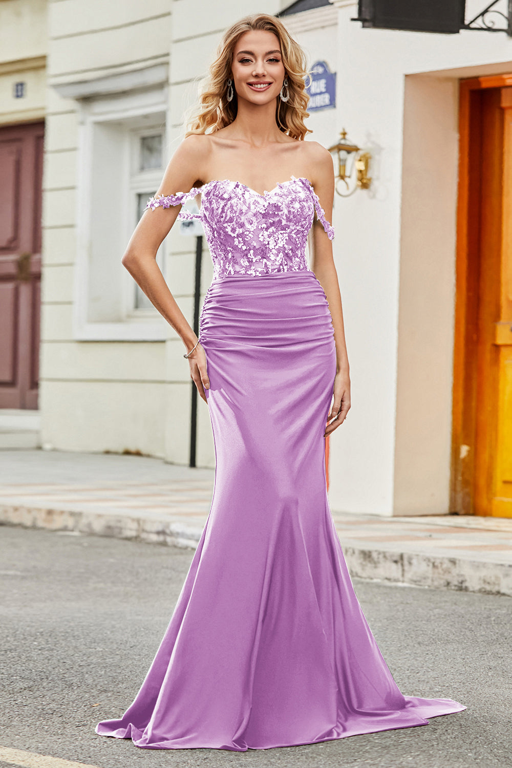 Robe de bal longue sirène vert foncé à épaules dénudées