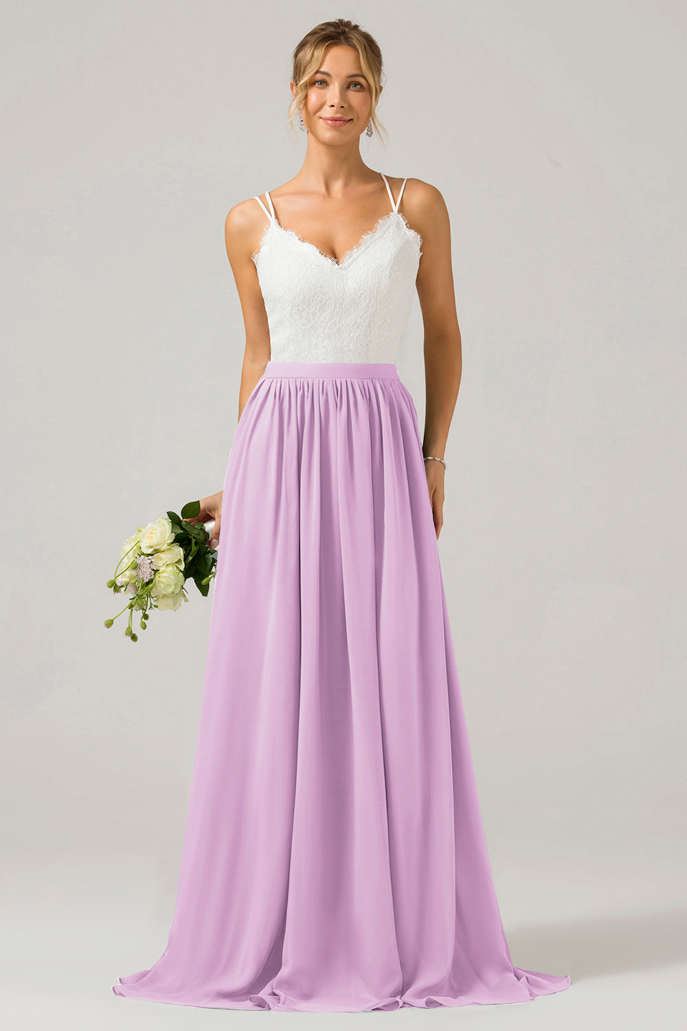 Robe longue de demoiselle d'honneur en mousseline de soie à dos ouvert, style bohème, couleur eucalyptus, avec dentelle