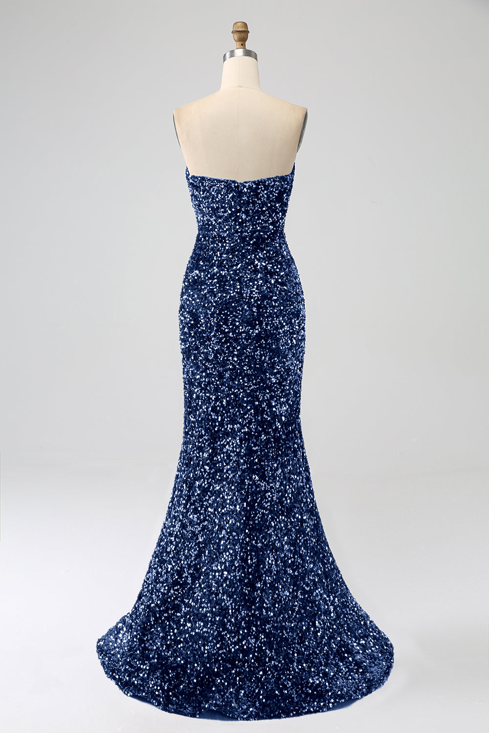 Robe de bal longue sirène à sequins lavande bustier avec fente