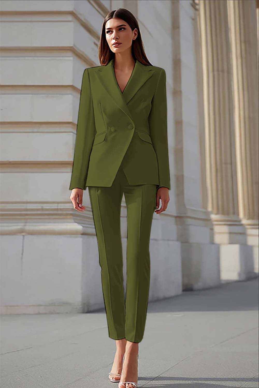 Ivory Peak Lapel 2 Piece Business Suits with Sleeves