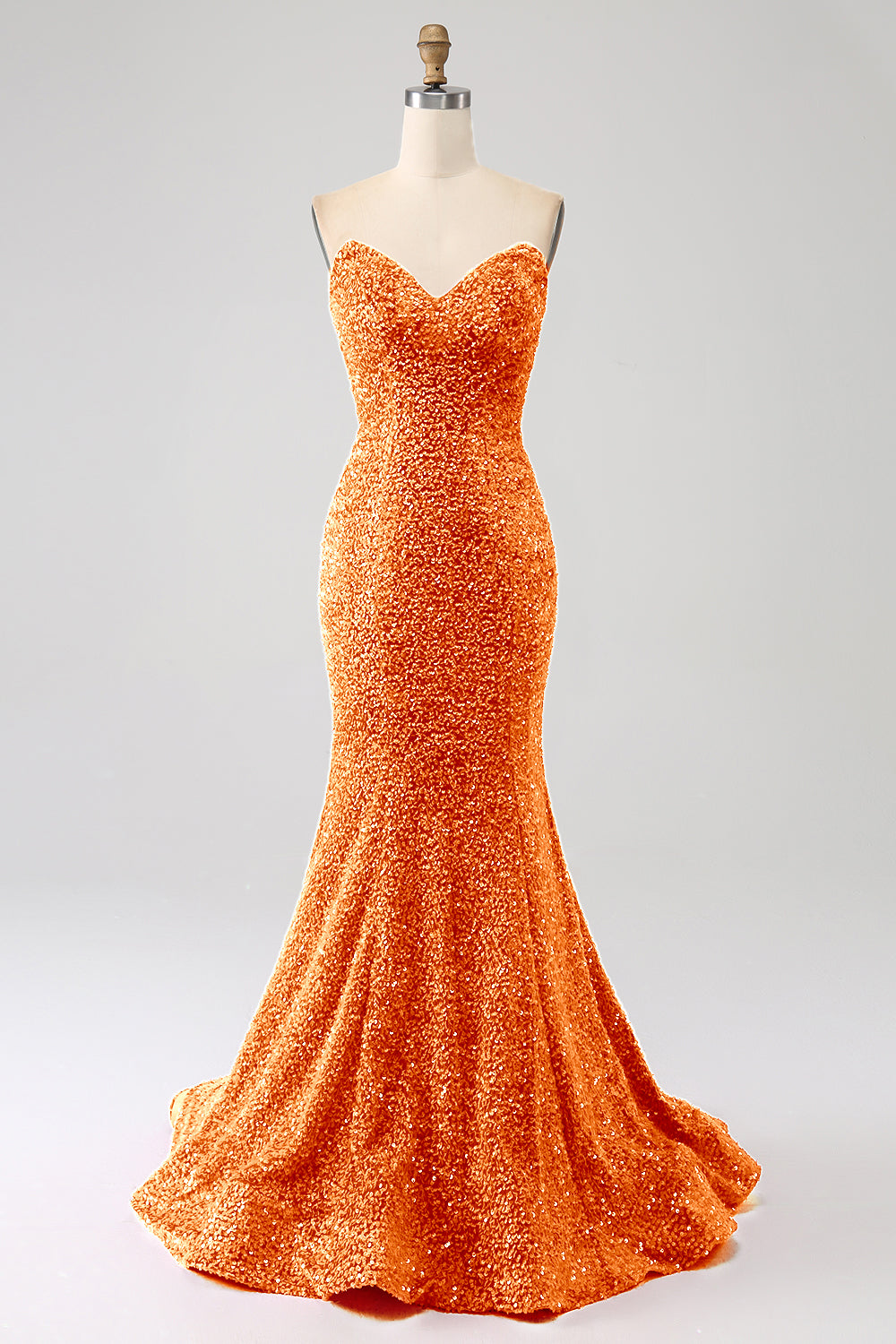 Robe de bal de sirène à encolure cœur et traîne longue brodée de sequins bleu marine