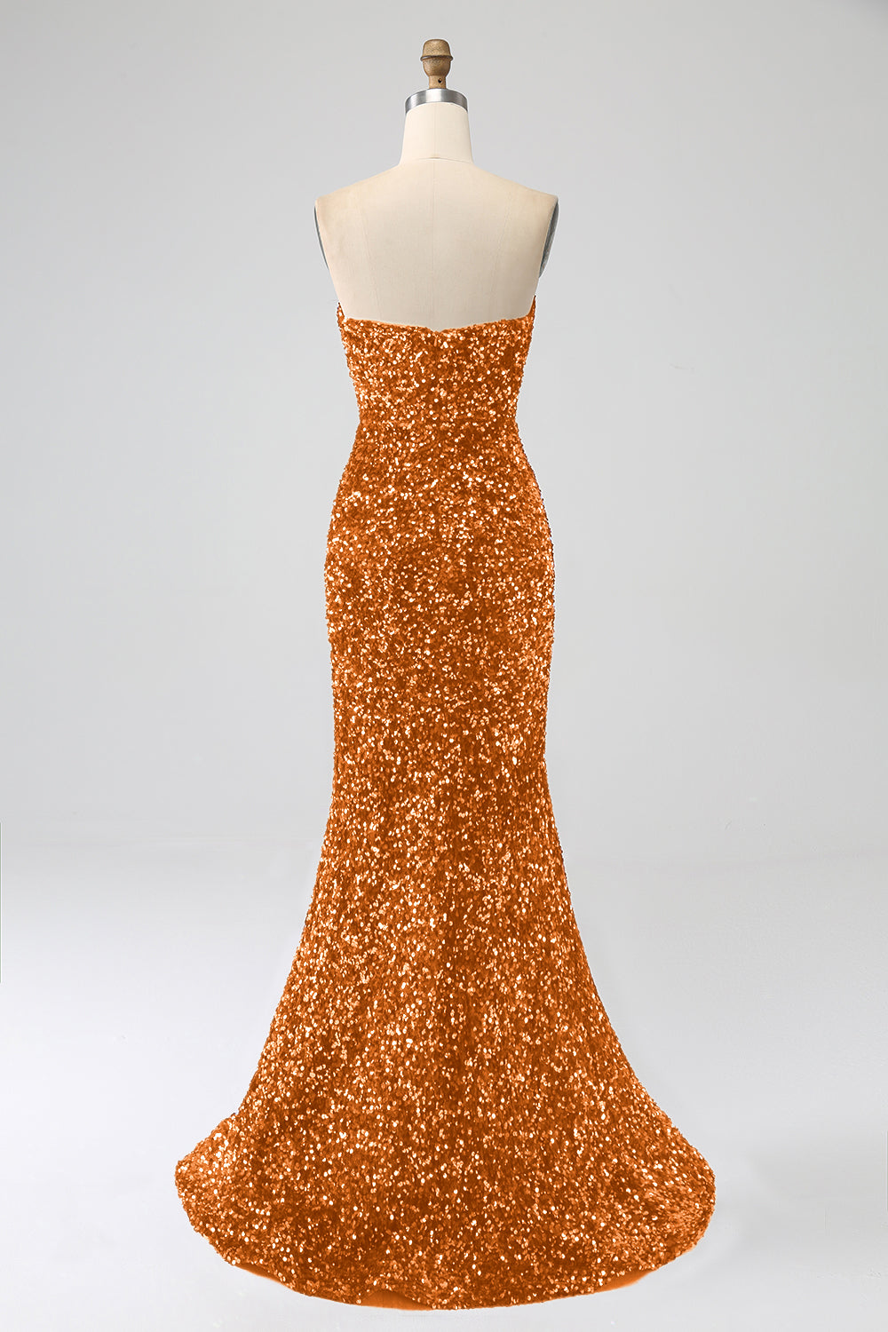 Robe de bal longue sirène à sequins lavande bustier avec fente